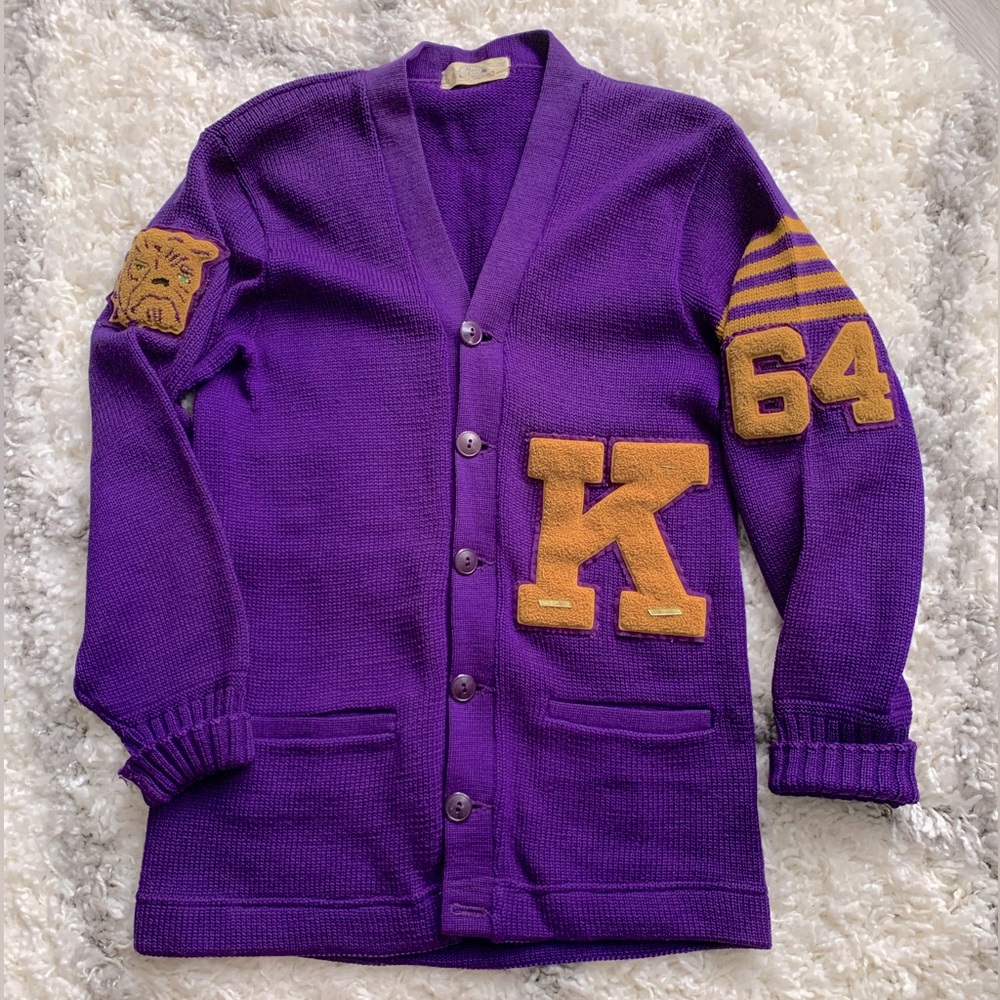 1964 Varsity letterman wool cardigan. - Medium